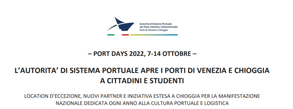 Comunicato stampa e Programma ufficiale dei PORT DAYS a Venezia e Chioggia